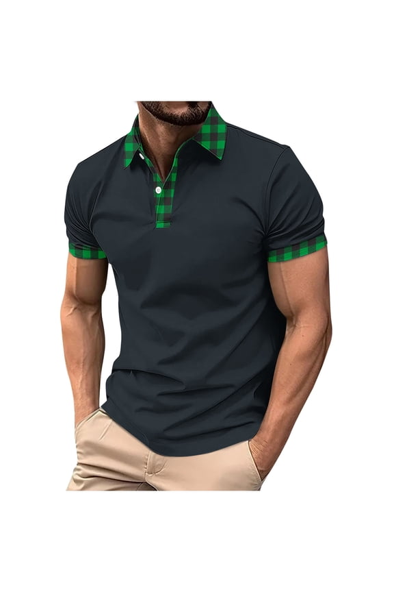 Mens Shirts Under $10 Men's Classic Regular-Fit Shirt Men Contrast Trim Shirt Navy XXXL