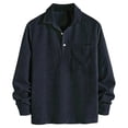 thumbnail image 1 of Mens Shirts Under $10 Men's Corduroy Shirts Solid Color Fall Half Button Long Sleeves Shirt Casual Work Collared Pullover Top with Pocket, 1 of 7