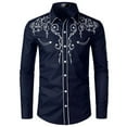 thumbnail image 1 of Mens Shirts Under $10 Men's Cowboy Shirts Embroidered Rose Printed Design Shirt Western Long Sleeve Button Down Shirt Navy M, 1 of 3