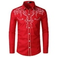 thumbnail image 1 of Mens Shirts Under $10 Men's Cowboy Shirts Embroidered Rose Printed Design Shirt Western Long Sleeve Button Down Shirt Red M, 1 of 3