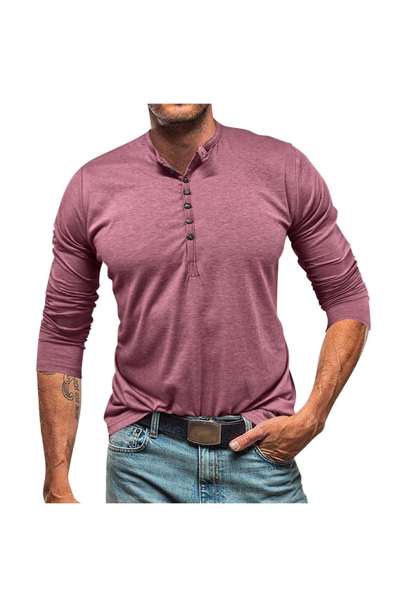 Mens Shirts Under $10 Men's Fashion Shirts Long Sleeve, Casual Fall Winter Basic Button Tee Shirts