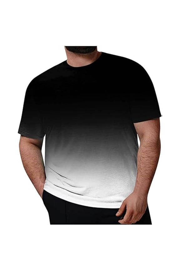 Mens Shirts Under $10 Men's Gradient Color T Shirts Casual Fashion Tops Camisas Ropa Hombres Big and Tall T Shirt