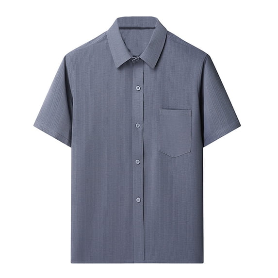 Mens Shirts Under $10 Men's Hawaiian Wrinkle Free Short Sleeve Button Down Tropical Floral Beach Vacation Shirt Blue M
