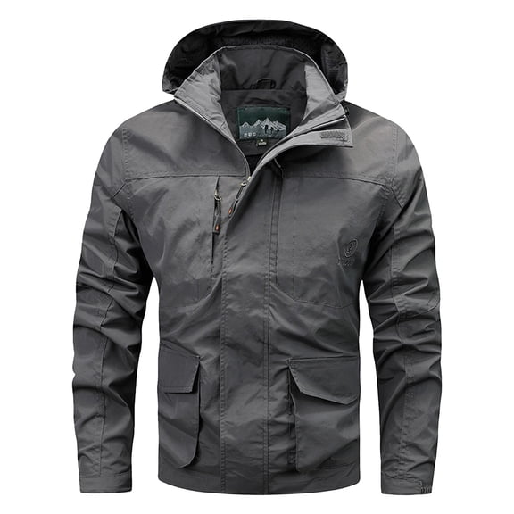 Mens Shirts Under $10 Men's Jacket Lightweight Army Cargo Windbreaker Zip Front Stand Collar Casual Coat Jackets with Pockets