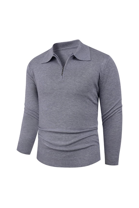 Mens Shirts Under $10 Men's LApel Collar V Neck Sweaters, Stretch Casual Quarter Zip Pullover 2025 Fall Winter Knitted Jumper Tops
