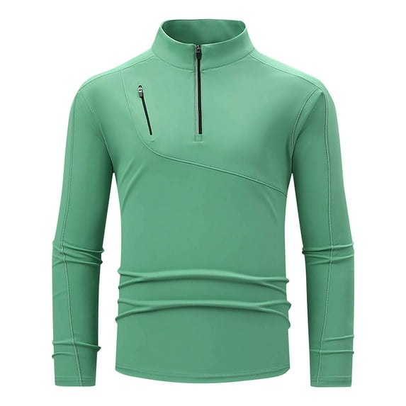 Mens Shirts Under $10 Men's Long Sleeve Athletic Shirts 1/4 Pullover Zip Stand-up Fall Winter Lightweight Soft Outdoor Running T-Shirts
