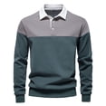 thumbnail image 1 of Mens Shirts Under $10 Men's Long Sleeve Shirts Slim-fit Cotton Rugby Shirt Basic Color Spliced Designed Sweatshirt, 1 of 9