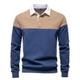 thumbnail image 1 of Mens Shirts Under $10 Men's Long Sleeve Shirts Slim-fit Cotton Rugby Shirt Basic Color Spliced Designed Sweatshirt, 1 of 9