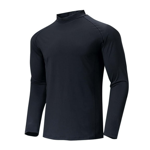 Mens Shirts Under $10 Men's Mock Long Sleeve Shirts Thermal Rash Guard Undershirt Running Warmth-Retaining Skin-Friendly Quick-Dry Top