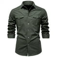 thumbnail image 1 of Mens Shirts Under $10 Men's Outdor Cargo Shirt Casual Fashion Multi Pocket Lapel Long Sleeve Shirts, 1 of 4