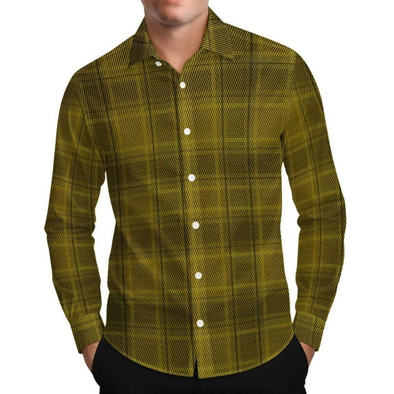 Mens Shirts Under $10 Men's Plaid Button Down Shirts Oversized Cotton Long Sleeve Dress Shirts Regular Fit Shirts