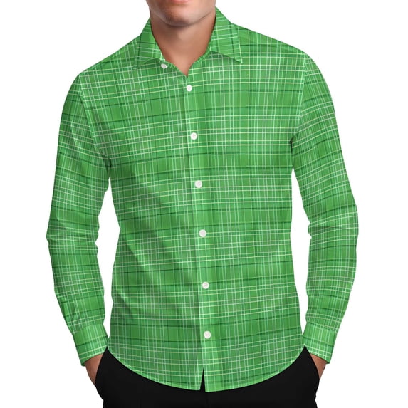 Mens Shirts Under $10 Men's Plaid Shirts Button Down Shirt Long Sleeve Dress Shirts Checked T-Shirt Business Regular Fit Tops Breathable