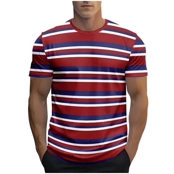 Mens Shirts Under $10 Men's Shirt Cotton Moisture-Wicking T-Shirts Stretch Crewneck Tees for Men Red XXXL