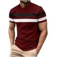 thumbnail image 1 of Mens Shirts Under $10 Men's Striped Graphic T-Shirts Fashion Comfort Shirts for Men Summer Leisure Loose Short-Sleeved Top Wine S, 1 of 8