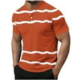 thumbnail image 1 of Mens Shirts Under $10 Men's Striped T Shirt Short Sleeves Button Crew Neck Basic Henley Tees Tops Summer Gym Workout Sports Shirts Orange M, 1 of 5