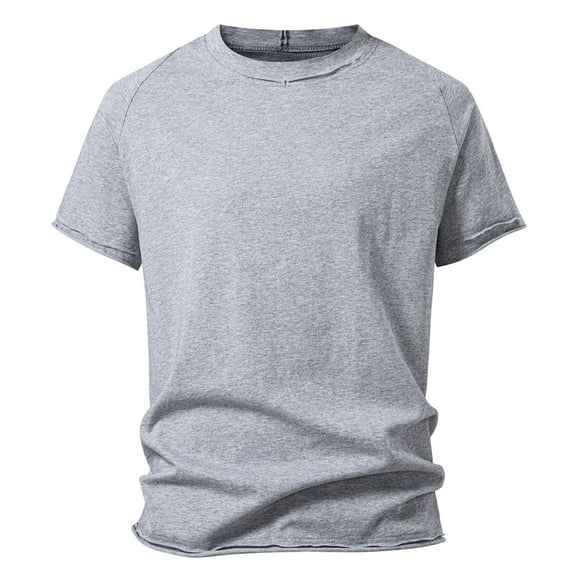 Mens Shirts Under $10 Men's T-Shirt Japanese Style Retro Loose Fit Short Sleeve top for Men Gray M