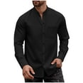 thumbnail image 1 of Mens Shirts Under $10 Men's Waffle Shirts Stand Collar Texture Button Down Long Sleeve Blouse Casual Slim Cardigan Street Tops with Pocket, 1 of 7