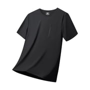 Mens Shirts Under $10 Mens Athletic Shirt Short Sleeve with Zipper Pocket Lightweight UPF 50 + Crewneck T-Shirt for Workout Casual Wear Black XXL