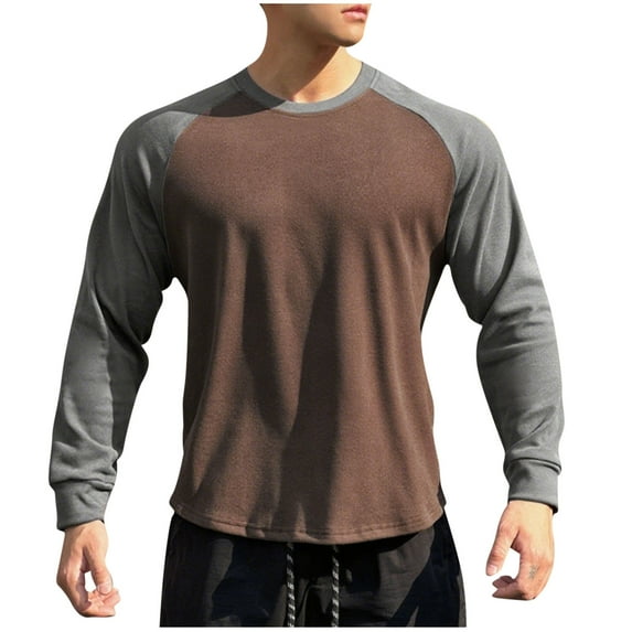 Mens Shirts Under $10 Mens Athletic Thermal T Shirts Fleece Crew Neck Long Sleeve Shirts Running Hiking Active Pullover Tops with Pocket