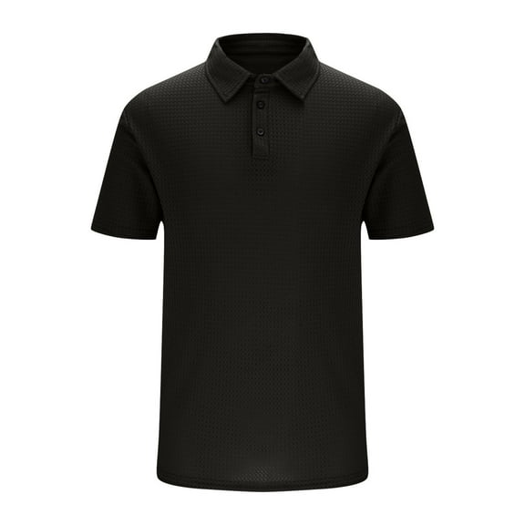 Mens Shirts Under $10 Mens Business Work T Shirt Casual Fashion Ice Silk Lightweight Formal Dress Tee Summer Short Sleeve Button Lapel Top Black XXL