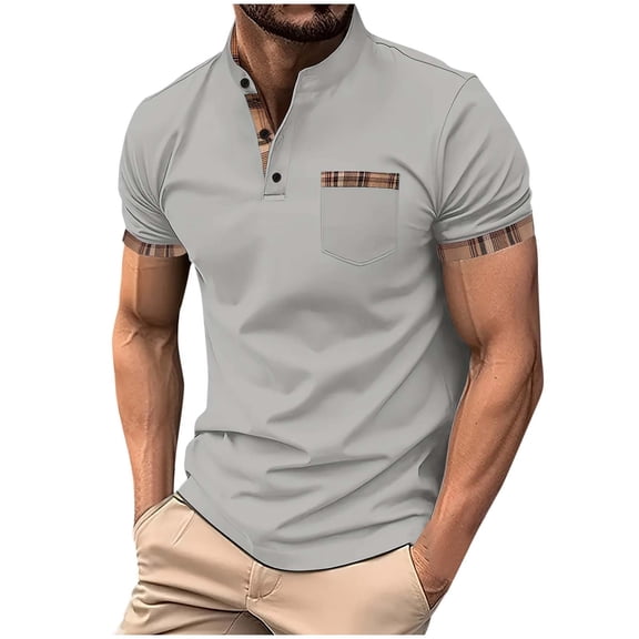 Mens Shirts Under $10 Mens Casual Button Down Shirts Slim Fit T Shirts Breathable Lightweight Tops Fashion Muscle Shirt Soft Classic Tees Gray XL