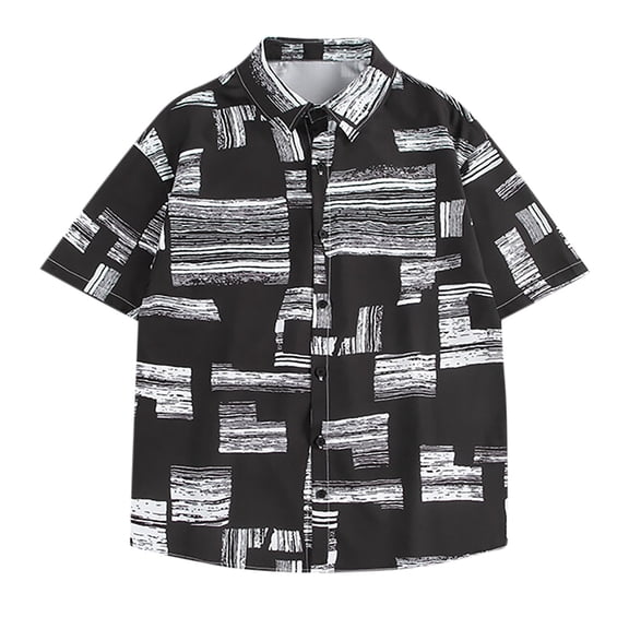 Mens Shirts Under $10 Mens Hawaiian Shirts Casual Short Sleeve Regular Fit Printed Hawaiian Shirt for Men Tropical Aloha Beach Tops Blouse Black M