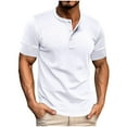 thumbnail image 1 of Mens Shirts Under $10 Mens Henley Shirts Short Sleeve Casual Basic Cotton Tee Summer Fashion Button T Shirts White XL, 1 of 8
