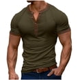 thumbnail image 1 of Mens Shirts Under $10 Mens Henley Shirts Short Sleeve Casual Color Block Button Down Shirts Lightweight Summer Basic Tee, 1 of 6