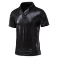 thumbnail image 1 of Mens Shirts Under $10 Mens Hipster Metallic Short Sleeve Shirt 70s Disco Nightclub Party T-Shirts Cuban Collar Shiny Sequins Tee Tops Black L, 1 of 9