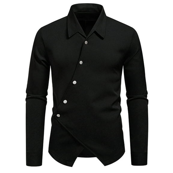 Mens Shirts Under $10 Mens Personality Dress Shirt Slant Stand Collar Long Sleeve Casual Button Down Slim Fit Top