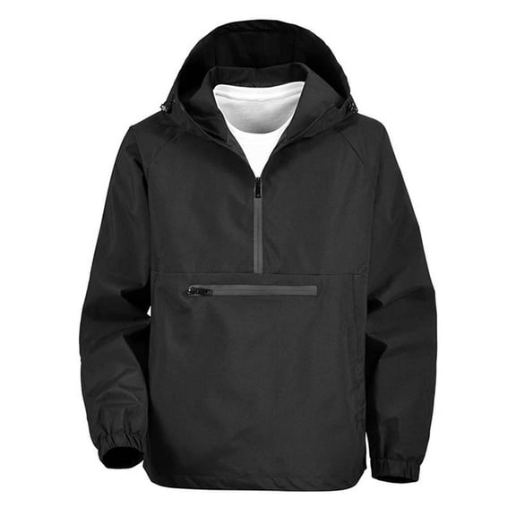 Mens Shirts Under $10 Mens Rain Jackets Waterproof Lightweight Raincoat Quarter Zip Track Jacket Windbreaker with Hood for Hiking Running