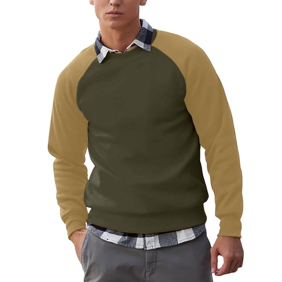 Mens Shirts Under $10 Mens Sweatshirts Trendy Color Block Raglan Sleeve Pullover Teen Boys Basic Crewneck Athletic Hoodie Relaxed Fit Comfy