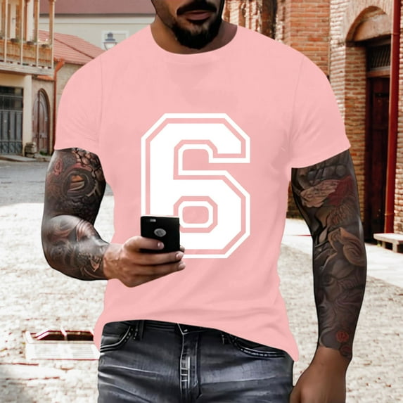Mens Shirts Under $10 Number 6 T-Shirt Adult Men Women Unisex Short Sleeve Birthday Varsity Sports Team Jersey Shirt Gifts Tops