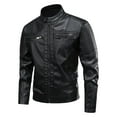 thumbnail image 1 of Mens Shirts Under $10 Spring Men's Motorcycles Leather Jacket Vintage Faux Leather Outwear Coat Male Stand Collar Biker Jackets, 1 of 9