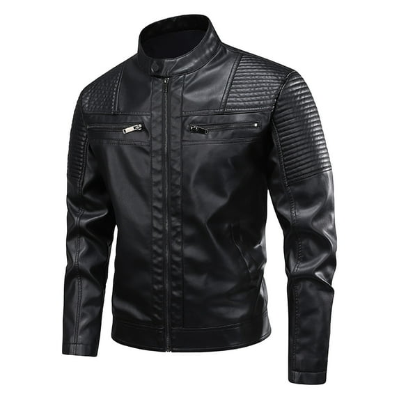 Mens Shirts Under $10 Spring Men's Motorcycles Leather Jacket Vintage Faux Leather Outwear Coat Male Stand Collar Biker Jackets