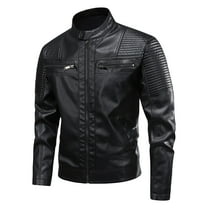 Mens Shirts Under $10 Spring Men's Motorcycles Leather Jacket Vintage Faux Leather Outwear Coat Male Stand Collar Biker Jackets