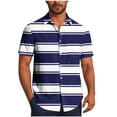 thumbnail image 1 of Mens Shirts Under $10 Striped Shirts for Men 2026 Summer Button Down Lapel Shirts Casual Short Sleeve Tee Tops Vacation Beach T Shirts Navy XL, 1 of 6