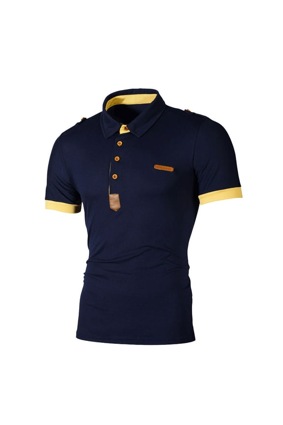 Mens Shirts Under $10 T Shirts for Men Slim Fit Stylish Bowling Golf Shirts Classic Tennis Athletic Short Sleeve Summer Workout Tee Navy XXXL