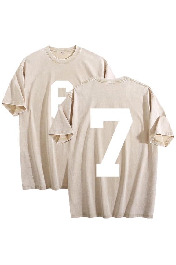 Mens Shirts Under 10 dollars! Number 6 7 T-Shirt for Men Short Sleeve Tee Shirts Varsity Sports Team Jersey Summer Tshirts Tops Khaki M
