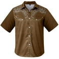 thumbnail image 1 of Mens Shirts Western Cowboy 3D Printed Short Sleeve Button Down Lapel Business Blouses Casual Loose Comfortable Summer Tops Brown XL, 1 of 4