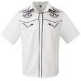 thumbnail image 1 of Mens Shirts Western Denim 3D Printed Lapel Button Short Sleeve Floral Mens Clothing,White,S, 1 of 4
