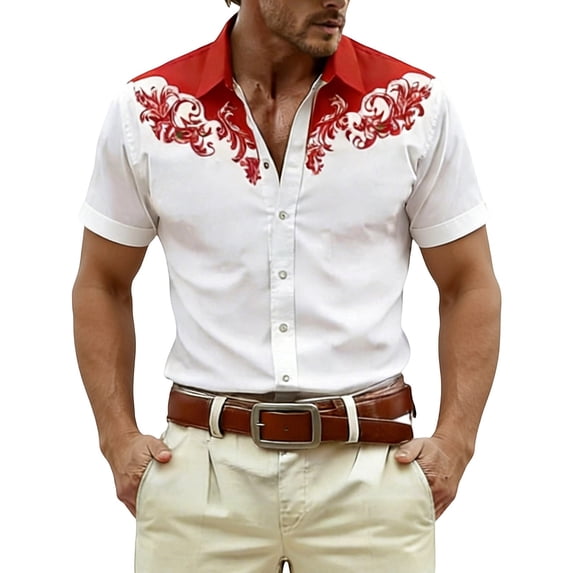 Men's Essential Checks Mens Shirts Western Style Short Sleeve Shirt for Everyday Casual ...