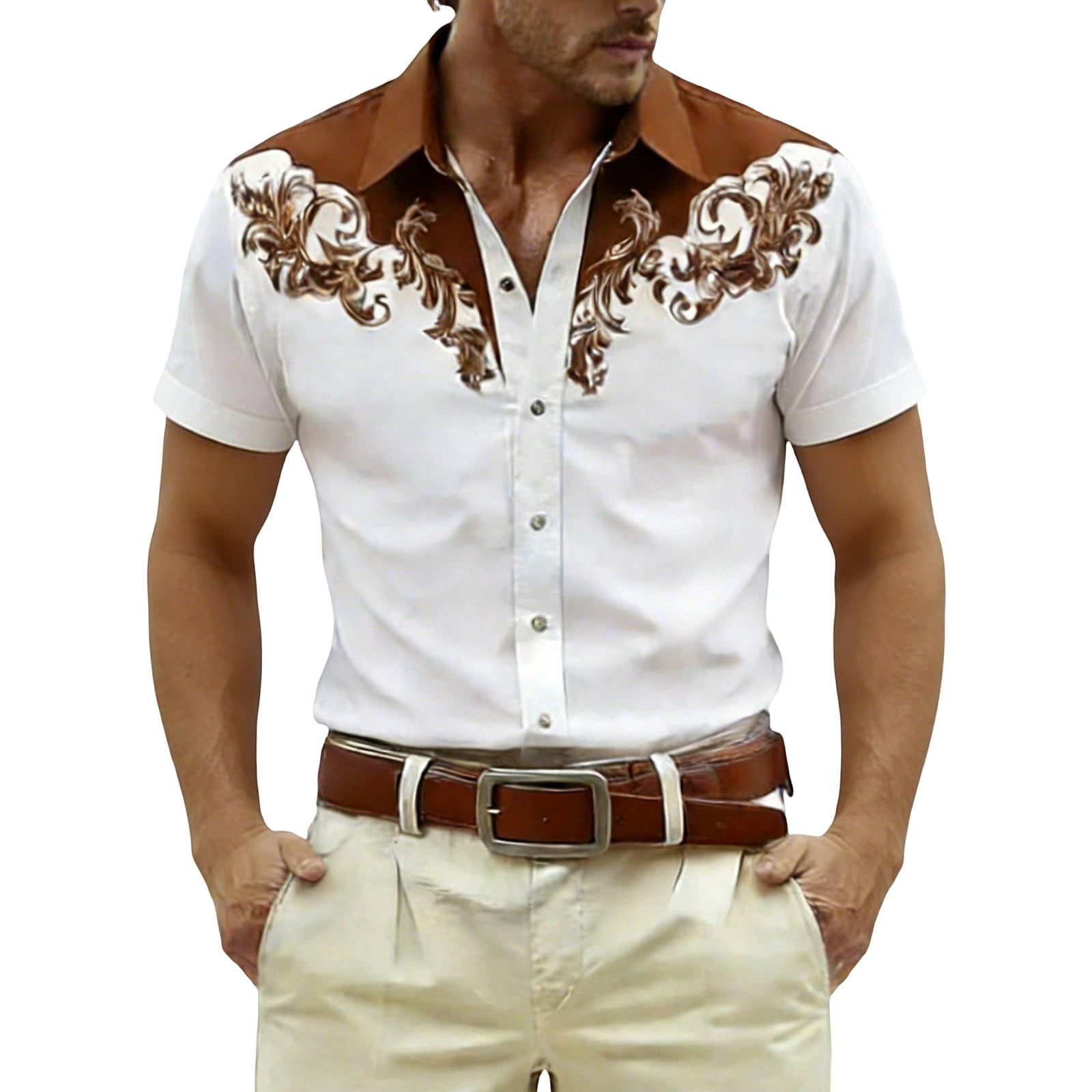 Mens Shirts Western Style Short Sleeve Shirt for Everyday Casual ...