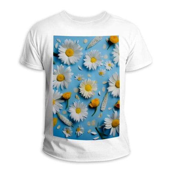 Mens Shirts,Womens Shirts,T Shirts for Women,Mens T Shirt,White Daisy Yellow Flower,M