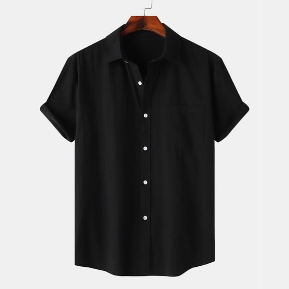 Mens Shirts with Pocket Lightweight Short Sleeve Button Up Collared Tshirts Shirt Casual Solid Loose Comfort Loungewear Tees Tops