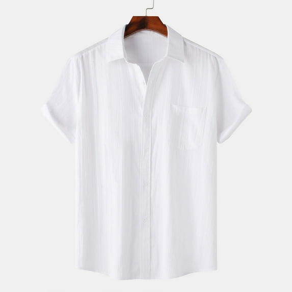 Mens Shirts with Pocket Lightweight Short Sleeve Button Up Collared Tshirts Shirt Casual Solid Loose Comfort Loungewear Tees Tops