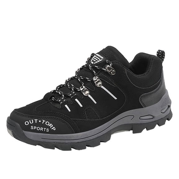 Mens Shoes,All Season Mens Fashion Sports Hiking Footwear Round Toe Lace Up Flat Non Comfortable Walking Shoe,Shoes for Men,Black,8.5
