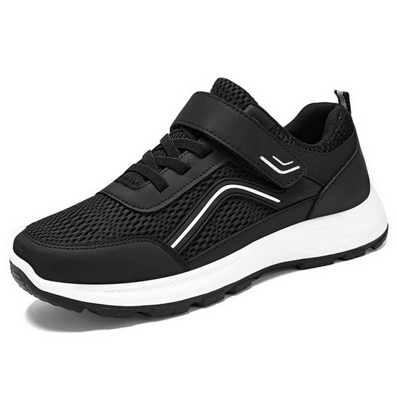 Mens Shoes,Breathable Athletic Sneakers for Everyday Walking Running Comfort Lightweight Durable Hook Loop Closure Casual Shoes,Shoes for Men,Black,9
