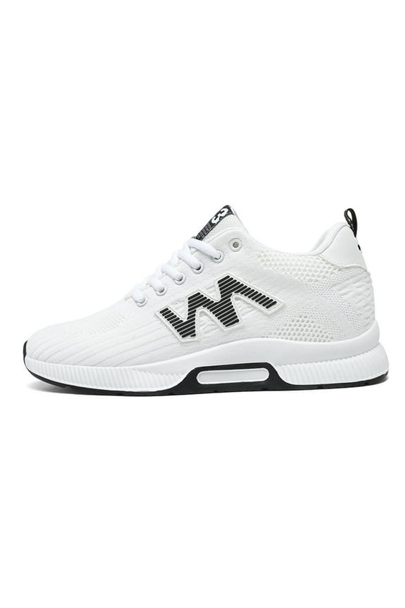 Mens Shoes,Casual Mesh Trainers Elevator Shoes Lightweight Breathable Lace Up Sports Footwear With Hidden Lift Heel Technology,Shoes for Men,White,8.5