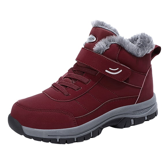 Mens Shoes,Classic Winter High Top Sneakers with Thickened Soft Elastic Design for Sports Snowfield Non Warm Walking Footwear,Shoes for Men,Red,7.5